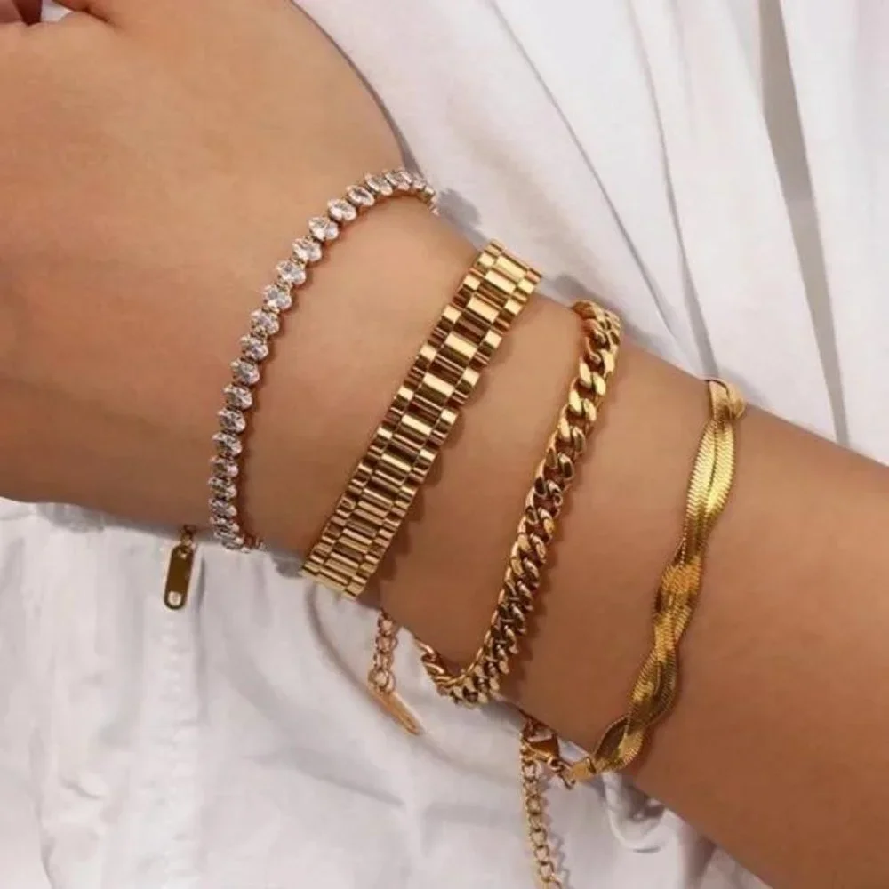 NEW HIPHOP 18K GOLD BANGLE BRACELET - Picture 4 of 6